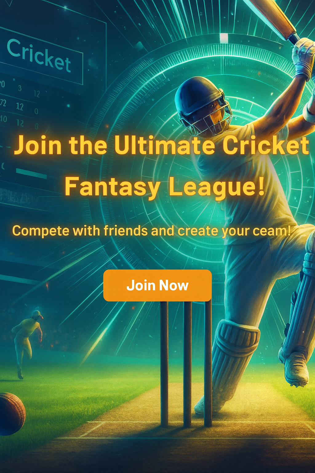Cricket fantasy league promotional poster